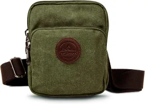 Ama Dablam 16oz Canvas Cotton Crossbody Bag w/Many Pockets | Durable Zippers | Adjustable Straps | For Travel, Gym & Daily