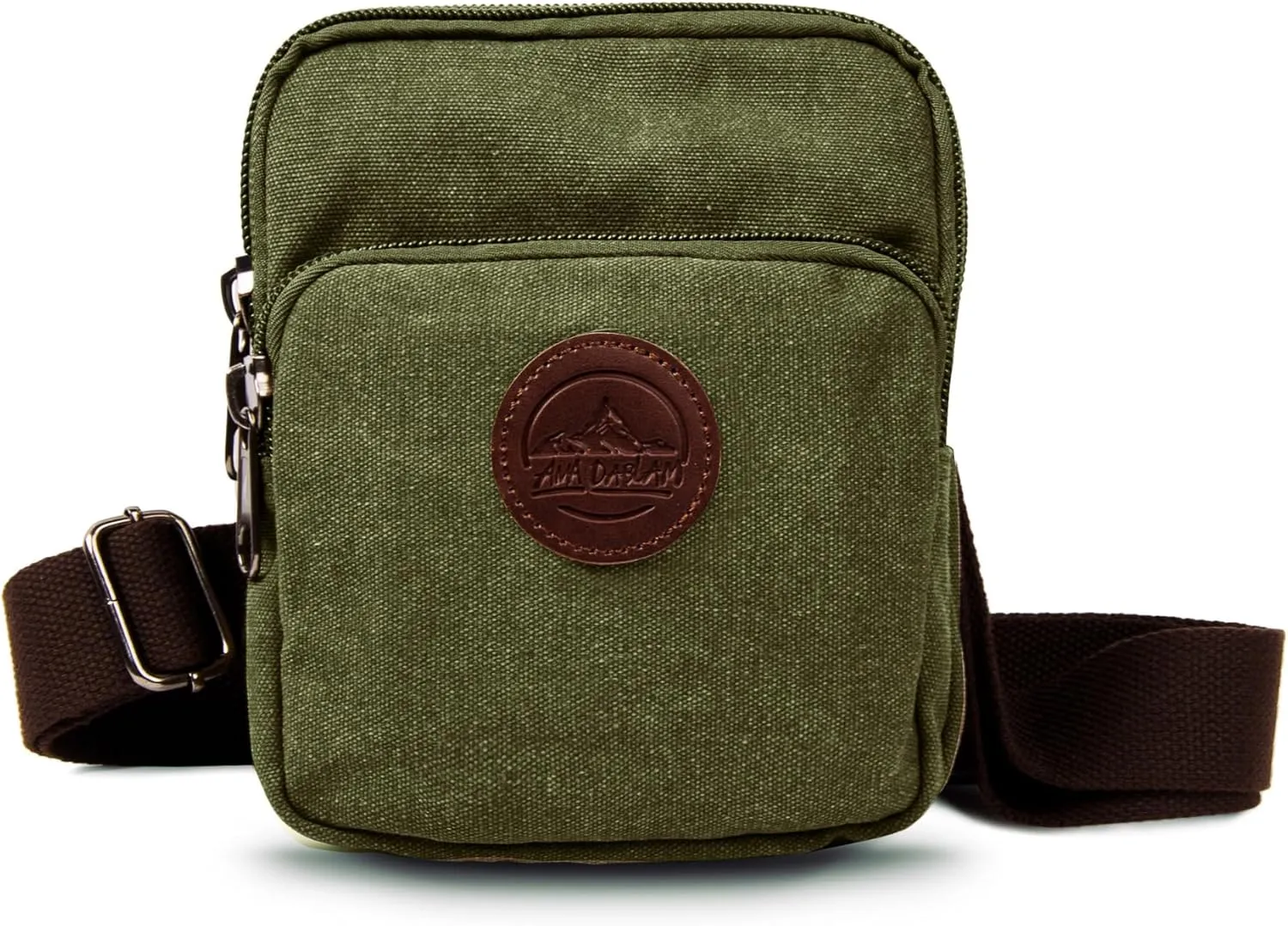Ama Dablam 16oz Canvas Cotton Crossbody Bag w/Many Pockets | Durable Zippers | Adjustable Straps | For Travel, Gym & Daily