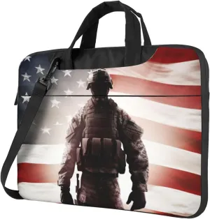 American Flag Soldier print Laptop Bag Large Capacity Computer Bags Shoulder Briefcase Laptop Sleeve Case