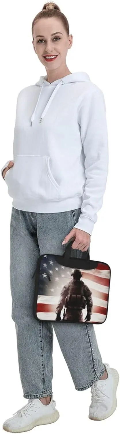 American Flag Soldier print Laptop Bag Large Capacity Computer Bags Shoulder Briefcase Laptop Sleeve Case