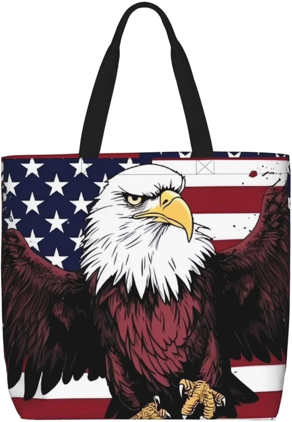 American National Flag with Eagle Tote Bag for Women Hobo Handbags with Zipper Large Shoulder Bag Shopping Bags Travel Purse