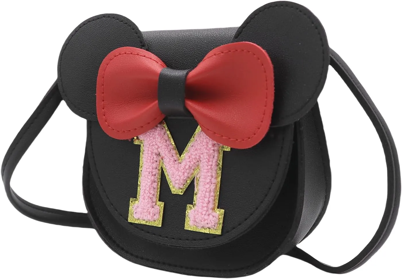 AMPOSSTO Cute Mouse Ears Crossbody Purse for Little Girls Large Bow Shoulder Bag Handbag Red Small