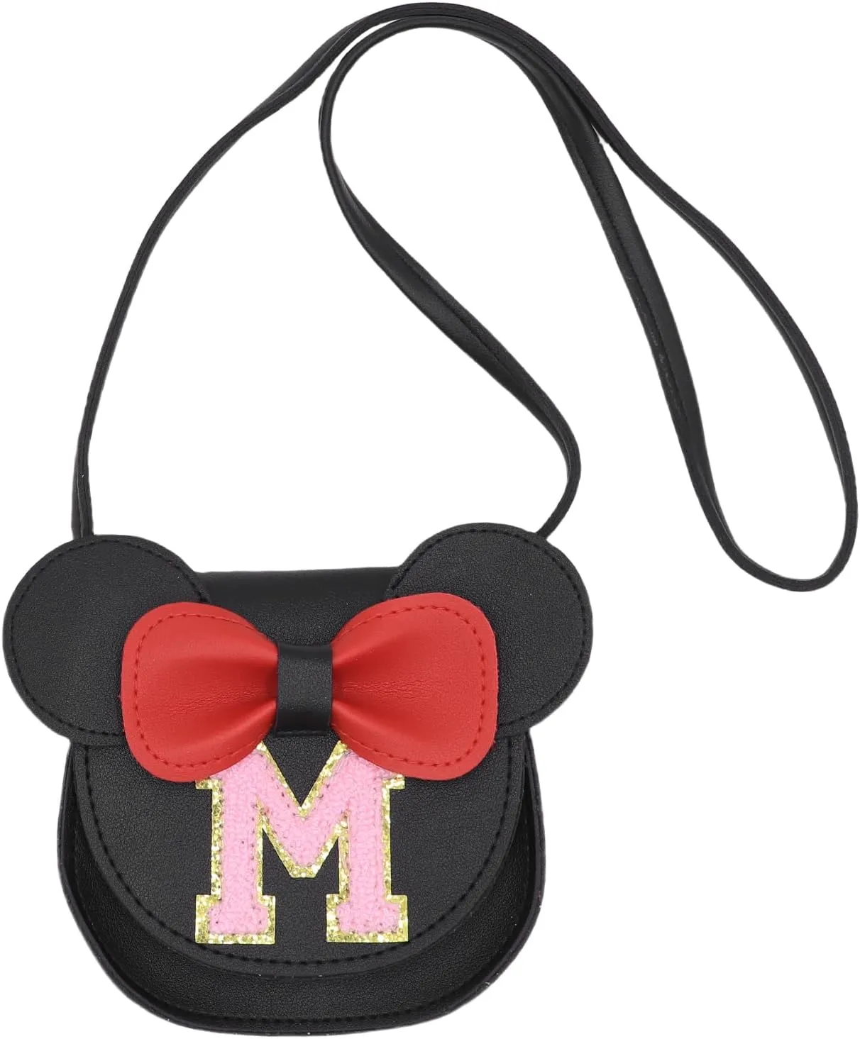 AMPOSSTO Cute Mouse Ears Crossbody Purse for Little Girls Large Bow Shoulder Bag Handbag Red Small