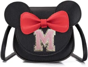 AMPOSSTO Cute Mouse Ears Crossbody Purse for Little Girls Large Bow Shoulder Bag Handbag Red Small