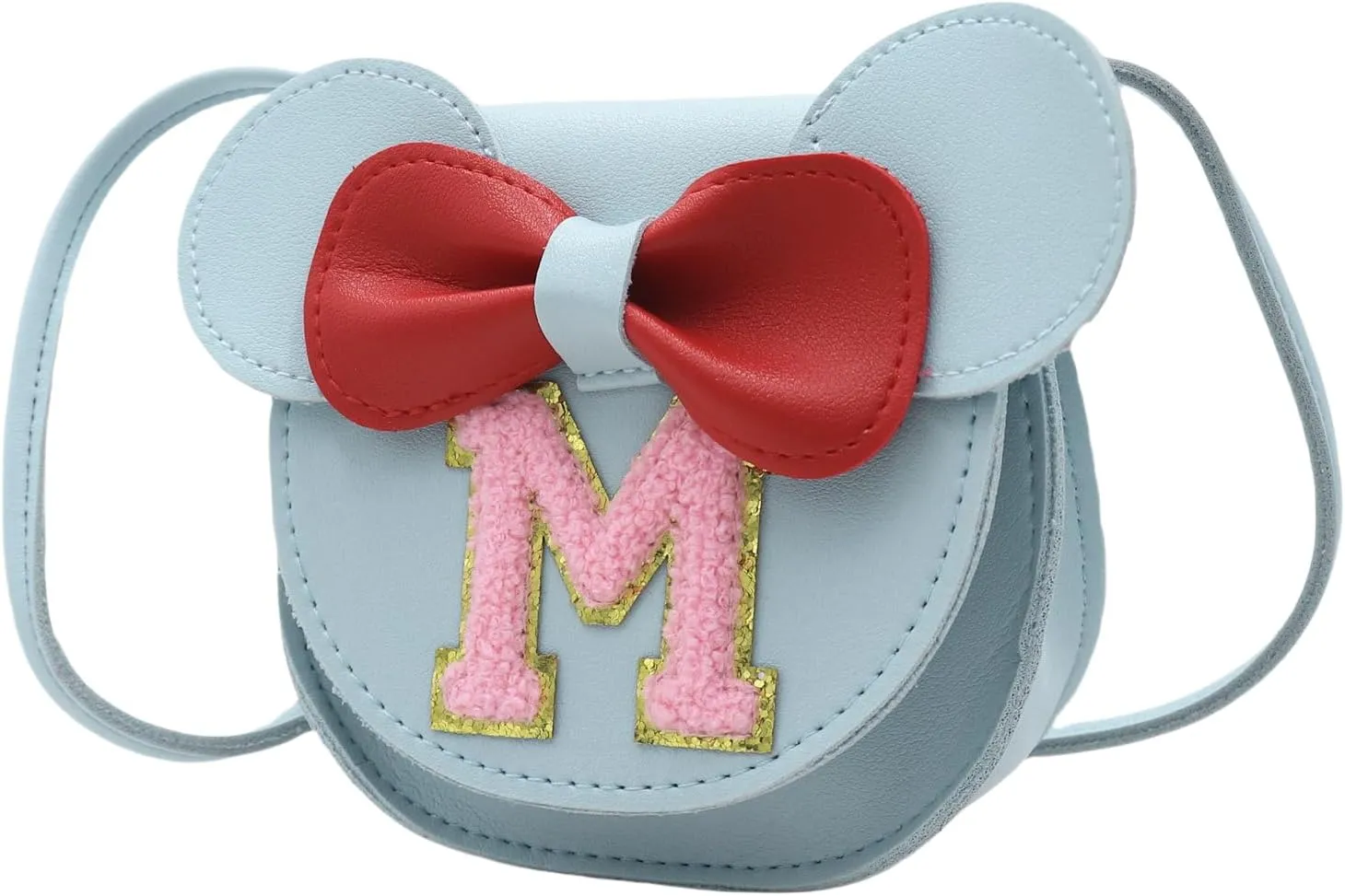 AMPOSSTO Cute Mouse Ears Crossbody Purse for Little Girls Large Bow Shoulder Bag Handbag Red Small