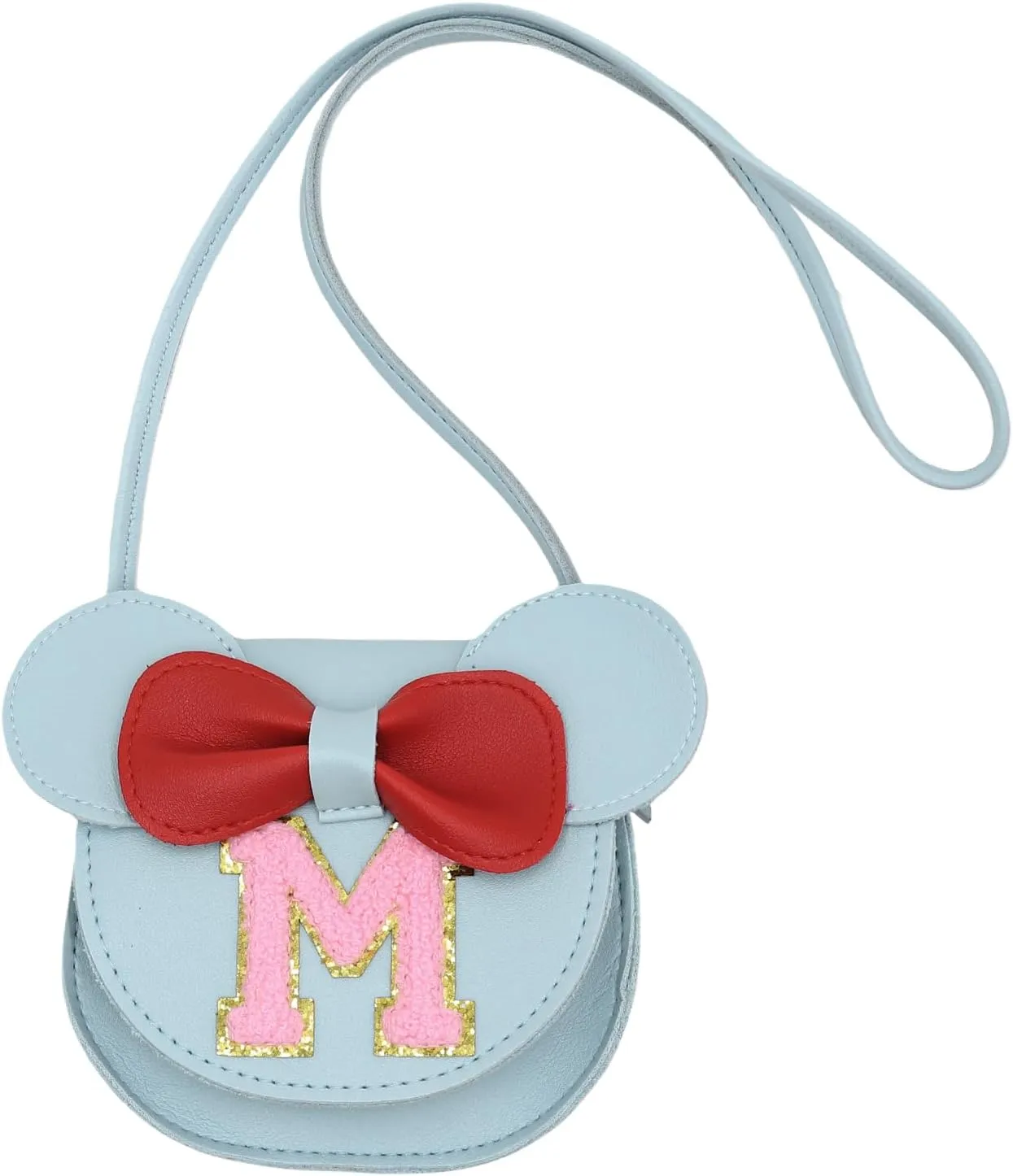 AMPOSSTO Cute Mouse Ears Crossbody Purse for Little Girls Large Bow Shoulder Bag Handbag Red Small