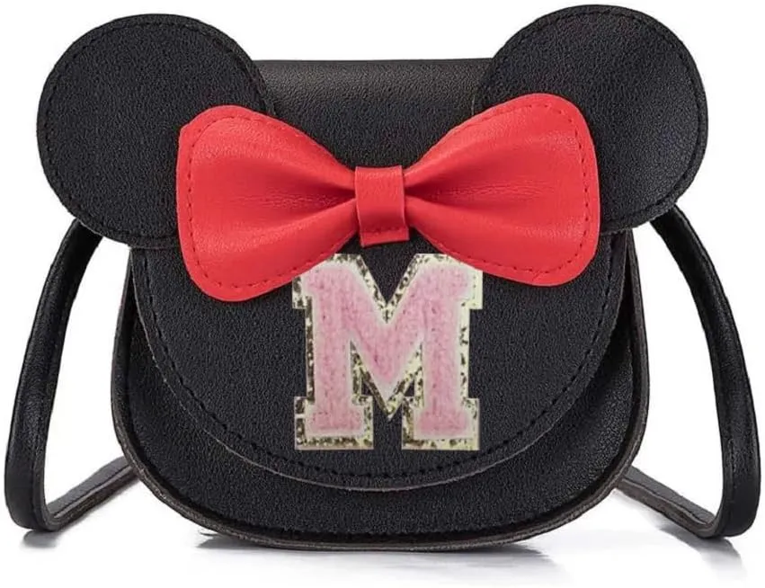 AMPOSSTO Cute Mouse Ears Crossbody Purse for Little Girls Large Bow Shoulder Bag Handbag Red Small