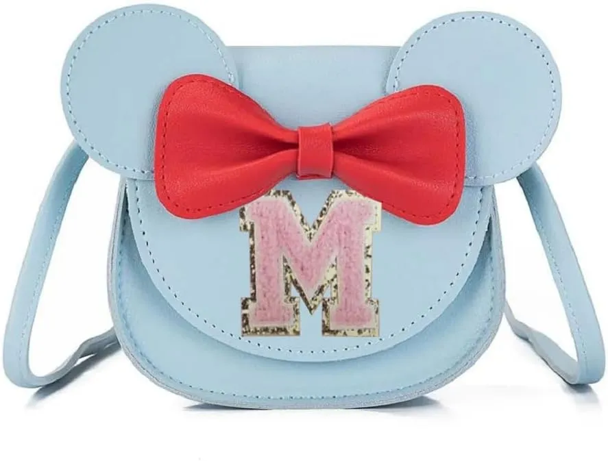AMPOSSTO Cute Mouse Ears Crossbody Purse for Little Girls Large Bow Shoulder Bag Handbag Red Small
