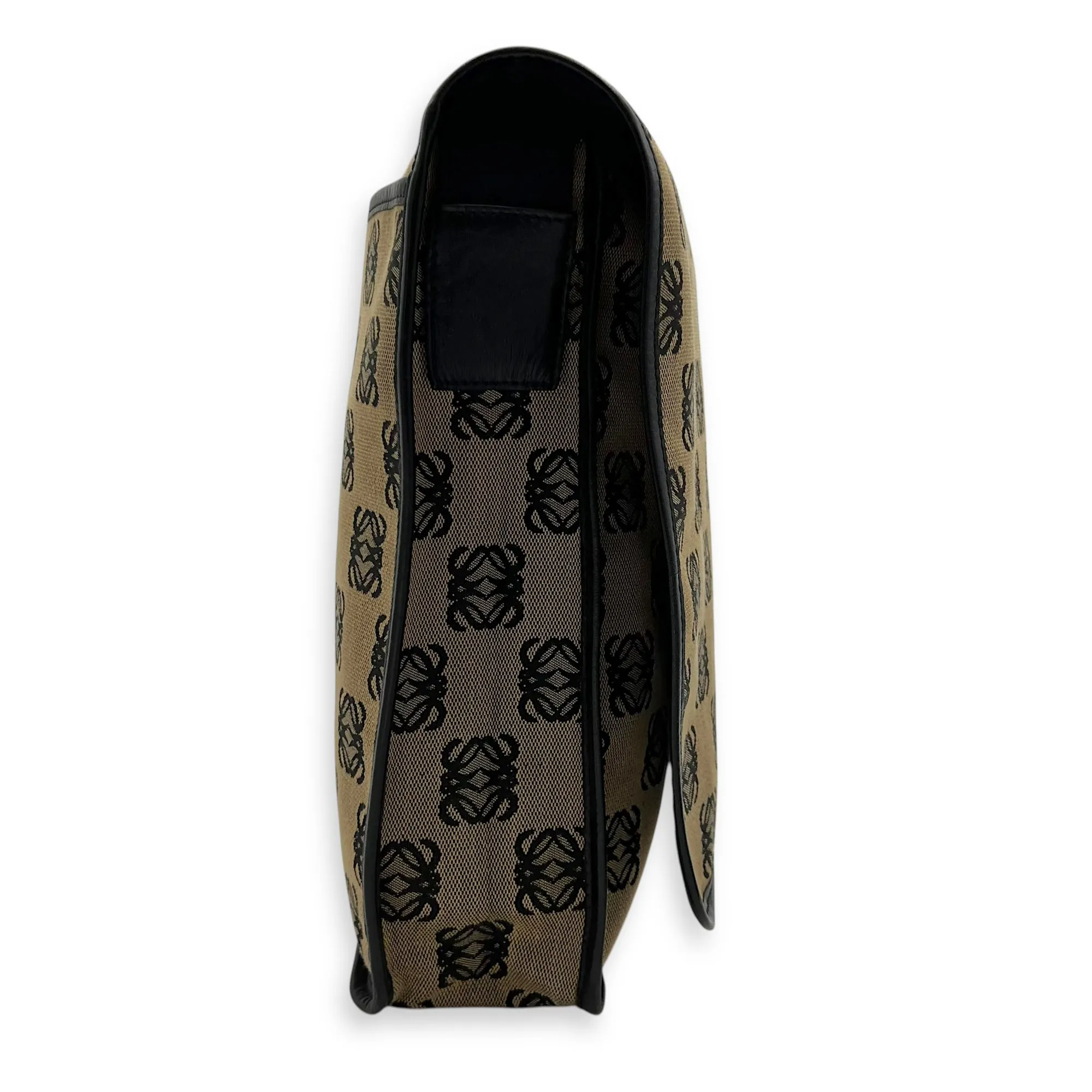 Anagram Crossbody Bag Brown in Jacquard, Silver hardware