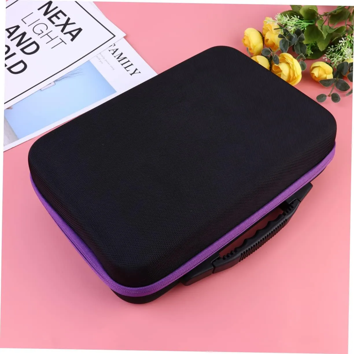 Angoily 2pcs Purse Organizer Insert Carry Case Travel Storage Box High Capacity, Purple, Size 2