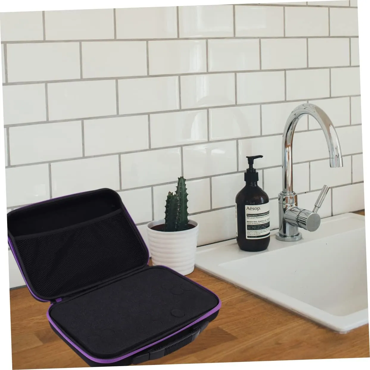 Angoily 2pcs Purse Organizer Insert Carry Case Travel Storage Box High Capacity, Purple, Size 2
