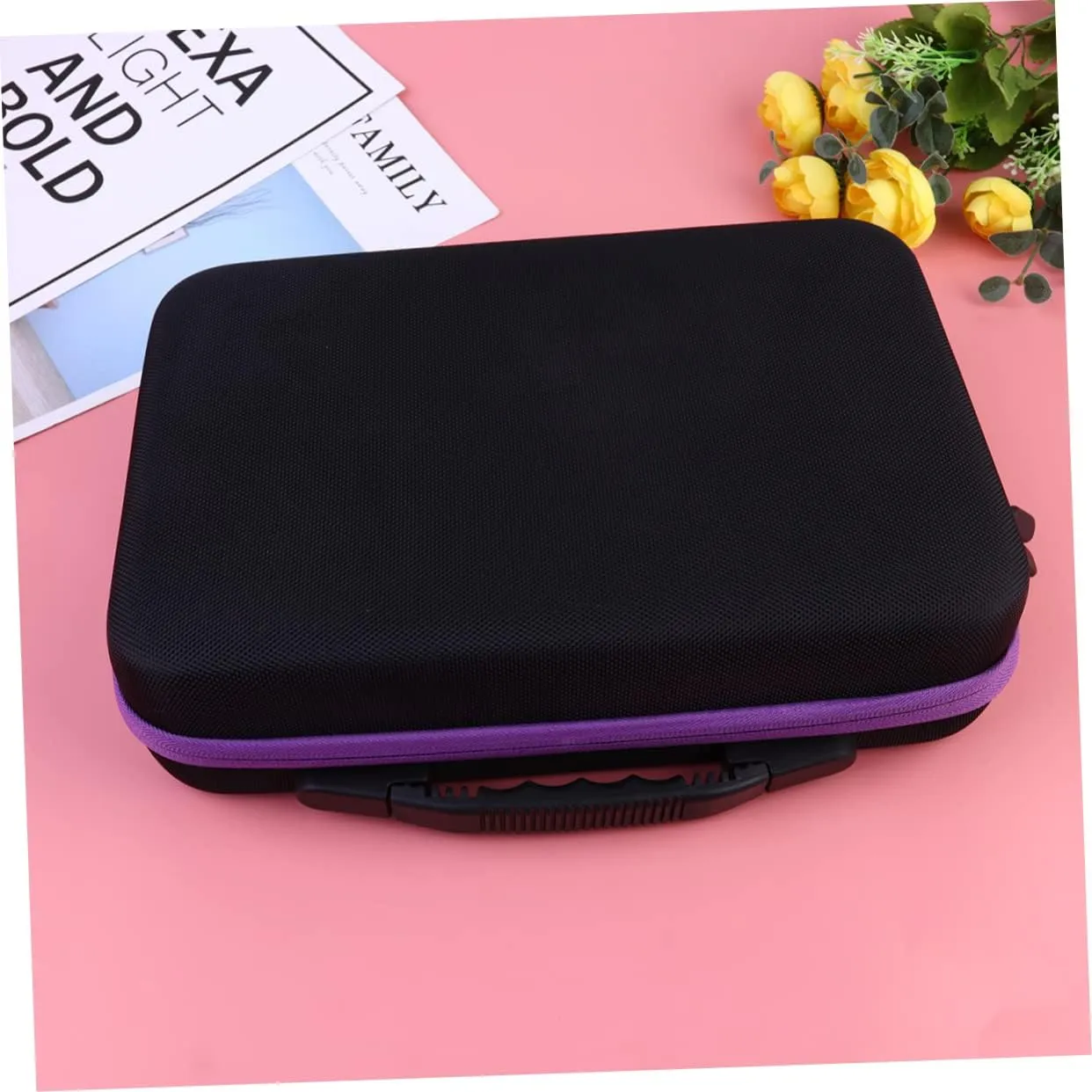 Angoily 2pcs Purse Organizer Insert Carry Case Travel Storage Box High Capacity, Purple, Size 2