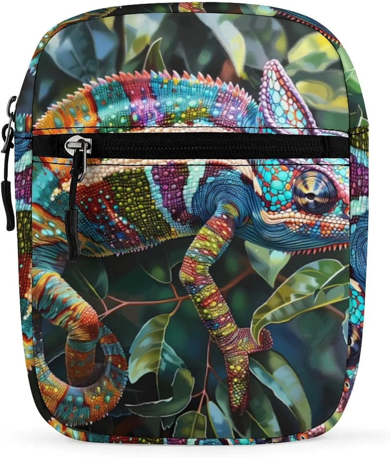 Animal Chameleon Lizard Small Crossbody Bag Casual Belt Bag Sling Purse for Travel Hiking