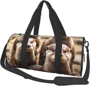 Animal Cute Brown Otters Printed Travel Bag,Round Personal Item Storage bag,Foldie Duffel Bag for Traveling Vacation,Fitness,Sports
