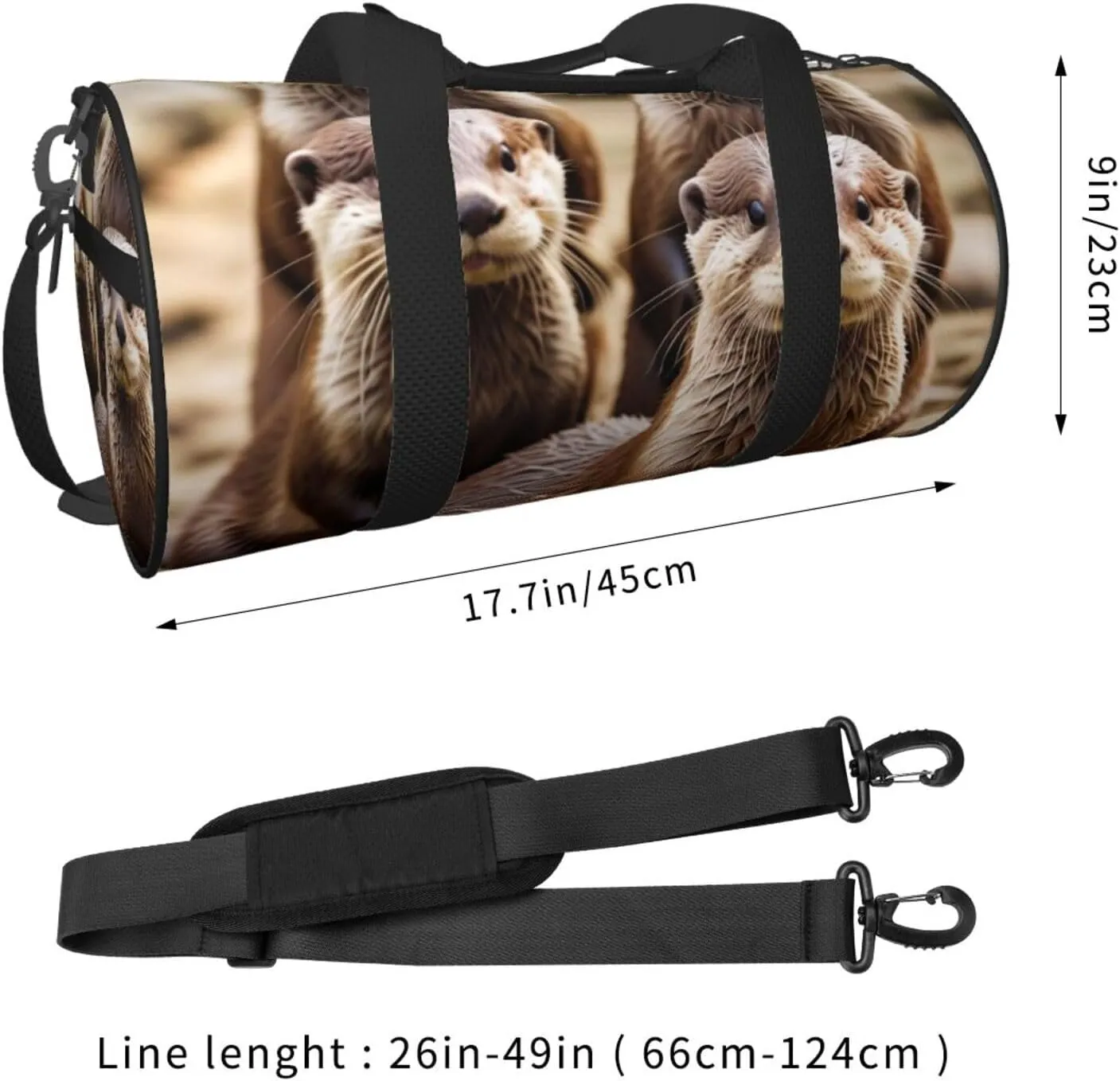 Animal Cute Brown Otters Printed Travel Bag,Round Personal Item Storage bag,Foldie Duffel Bag for Traveling Vacation,Fitness,Sports