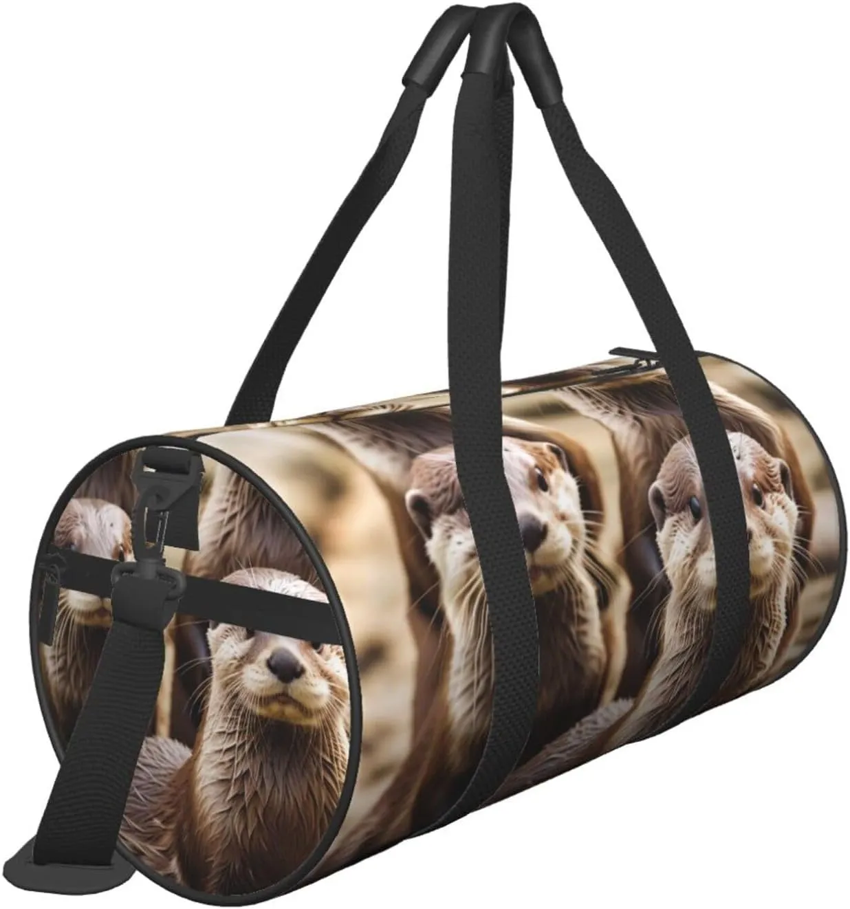 Animal Cute Brown Otters Printed Travel Bag,Round Personal Item Storage bag,Foldie Duffel Bag for Traveling Vacation,Fitness,Sports