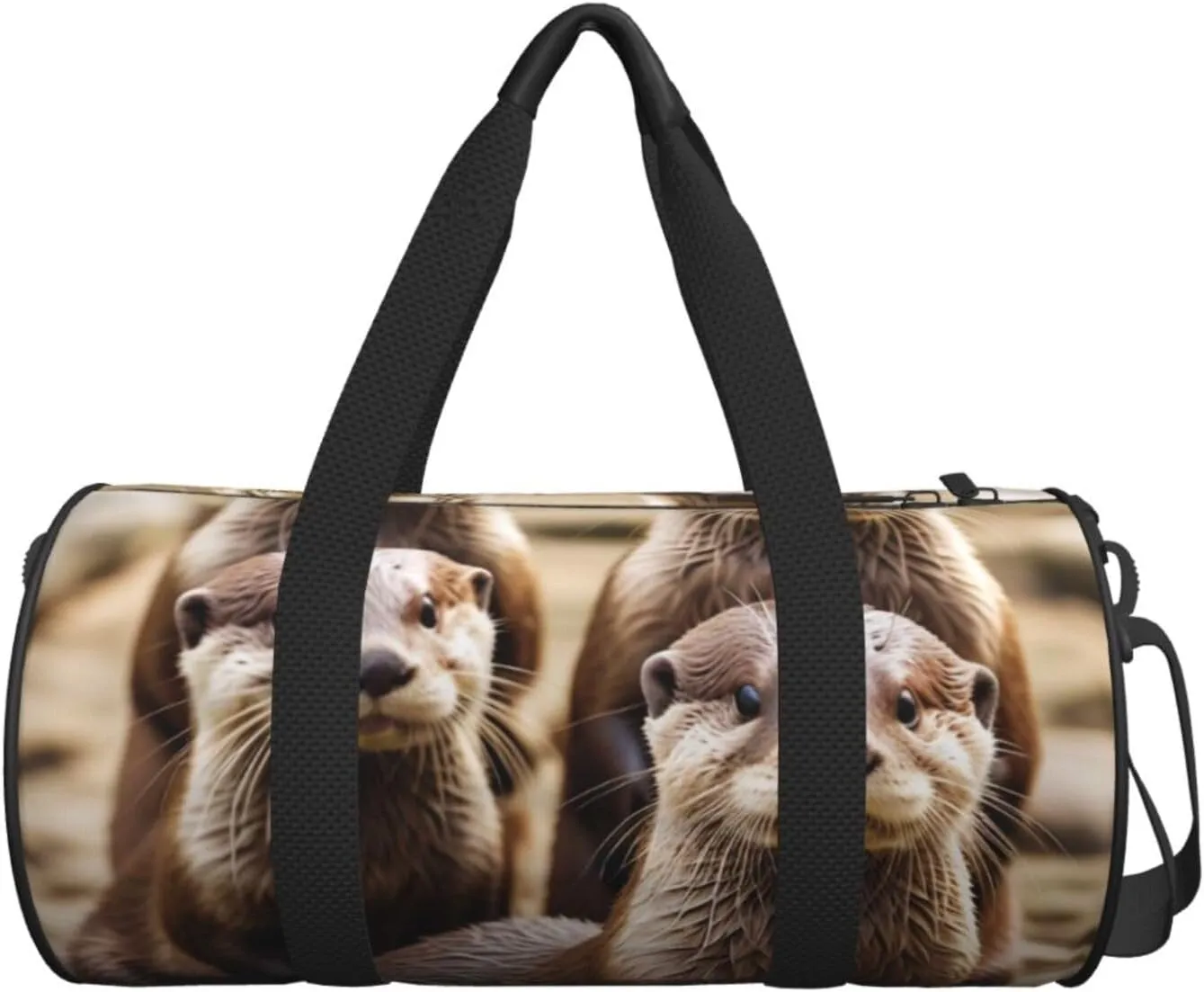 Animal Cute Brown Otters Printed Travel Bag,Round Personal Item Storage bag,Foldie Duffel Bag for Traveling Vacation,Fitness,Sports