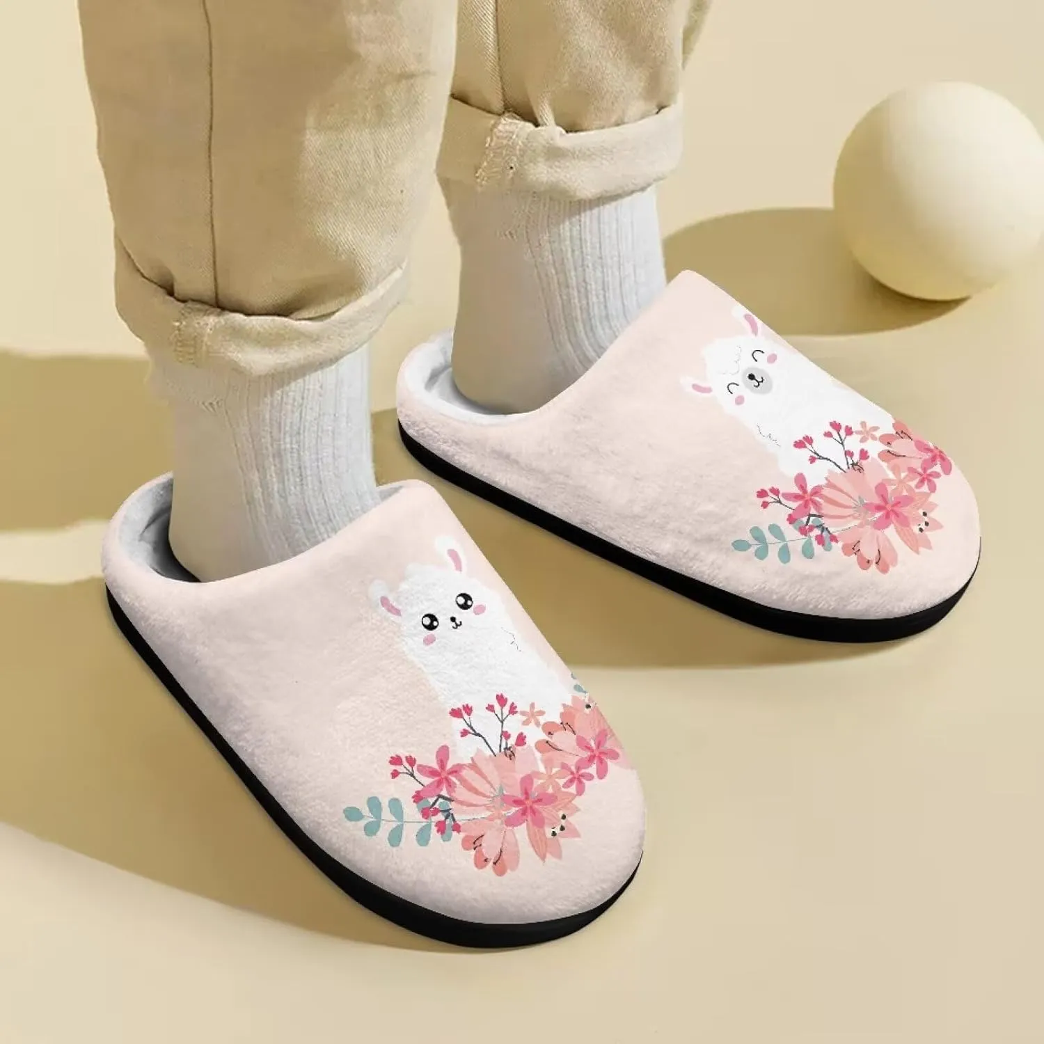 Animals Slip On Plush Slippers for Little Kids Boys Girls Lightweight Fuzzy Warm Winter Slippers Soft Flannel Indoor Outdoor Washable House Shoes Size 9-15