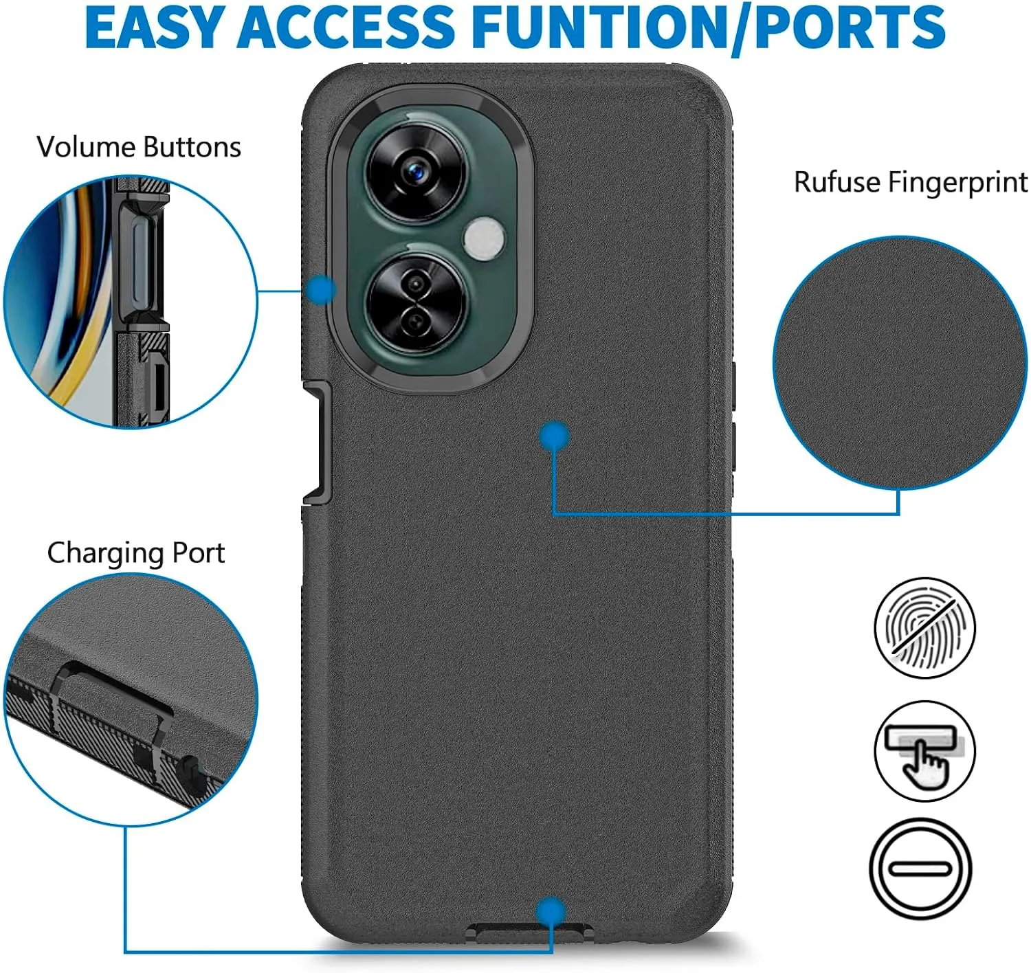 Anloes for Oneplus Nord N30 5G/CE 3 Lite Case, Defender Phone Case Heavy Duty Shockproof Dustproof Rugged Protective, 3 in 1 Bumper Cover for Oneplus Nord N30 Black(Without Built-in Screen Protector)
