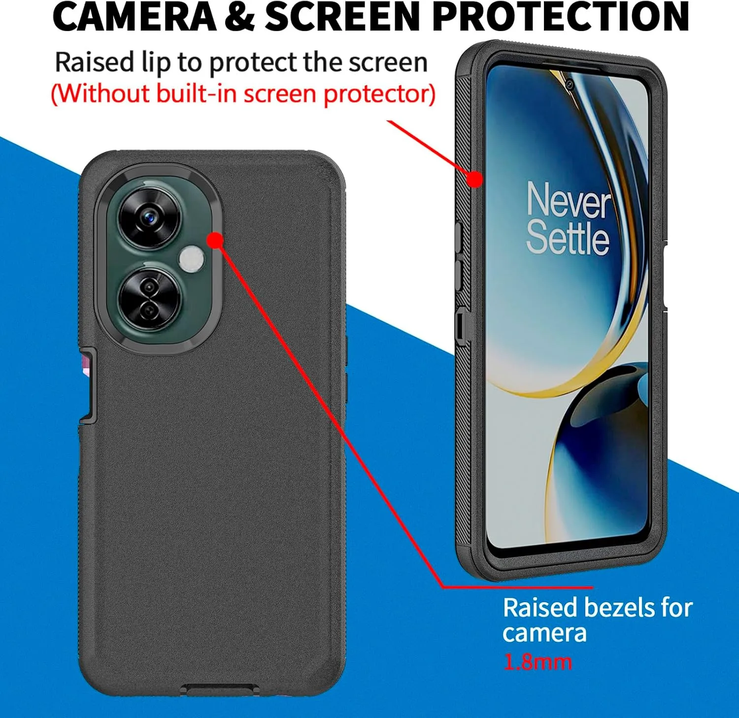 Anloes for Oneplus Nord N30 5G/CE 3 Lite Case, Defender Phone Case Heavy Duty Shockproof Dustproof Rugged Protective, 3 in 1 Bumper Cover for Oneplus Nord N30 Black(Without Built-in Screen Protector)
