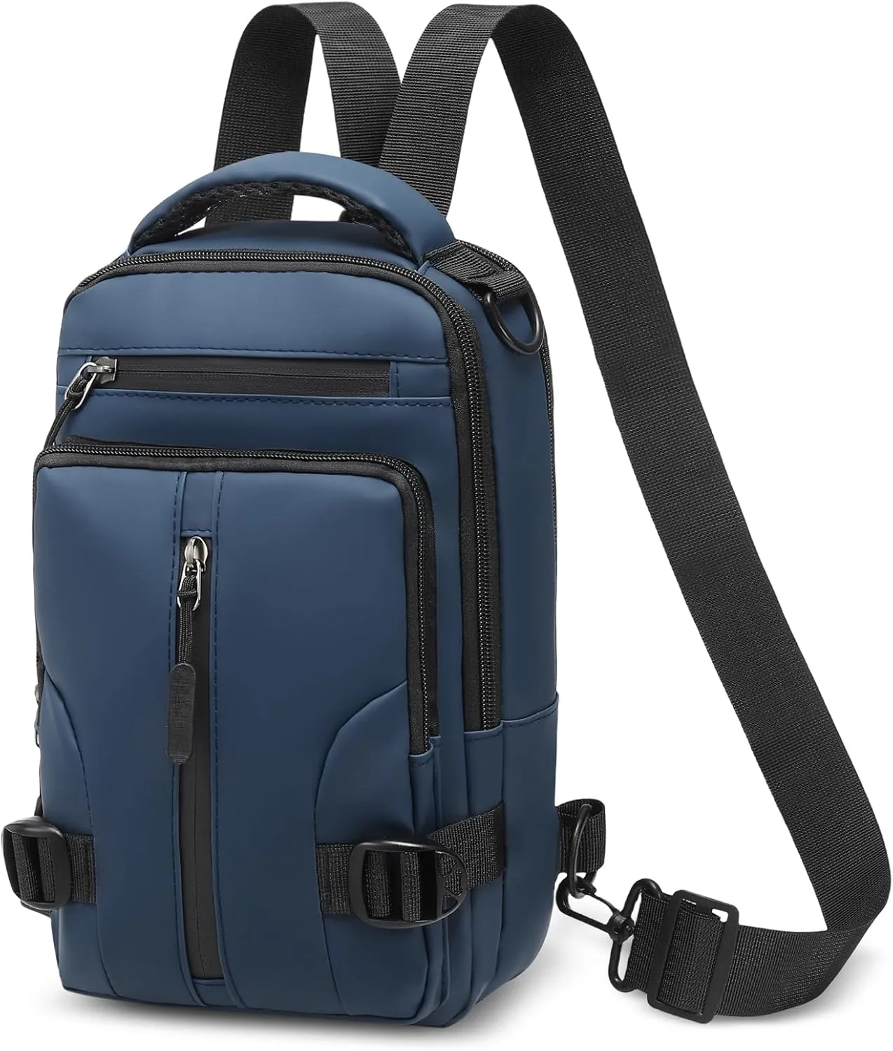 Anti Theft Crossbody Backpack, 9.7-Inch Pads Convertible Sling Bag Lightweight One Strap Casual Pack for Women Men Hiking Travel Cycling (Dark Blue)