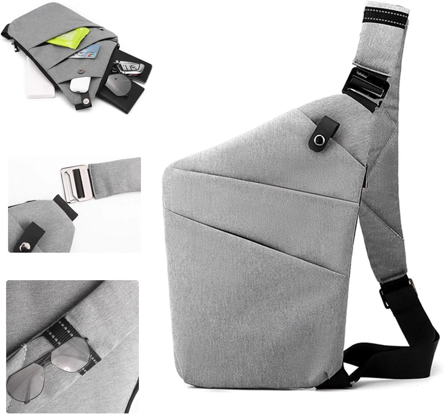Anti Theft Travel Bag, Travel Purses Anti Theft Safe Slim Sling CrossBody Bag, Personal Flex Bag for Men&Women