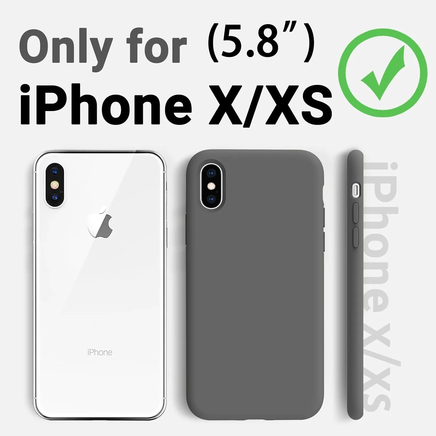AOTESIER Compatible with iPhone X Phone Case and iPhone Xs Case 5.8 inch,Silky Touch Premium Soft Liquid Silicone Rubber Anti-Fingerprint Full-Body Protective Flexible Bumper Case, Space Gray