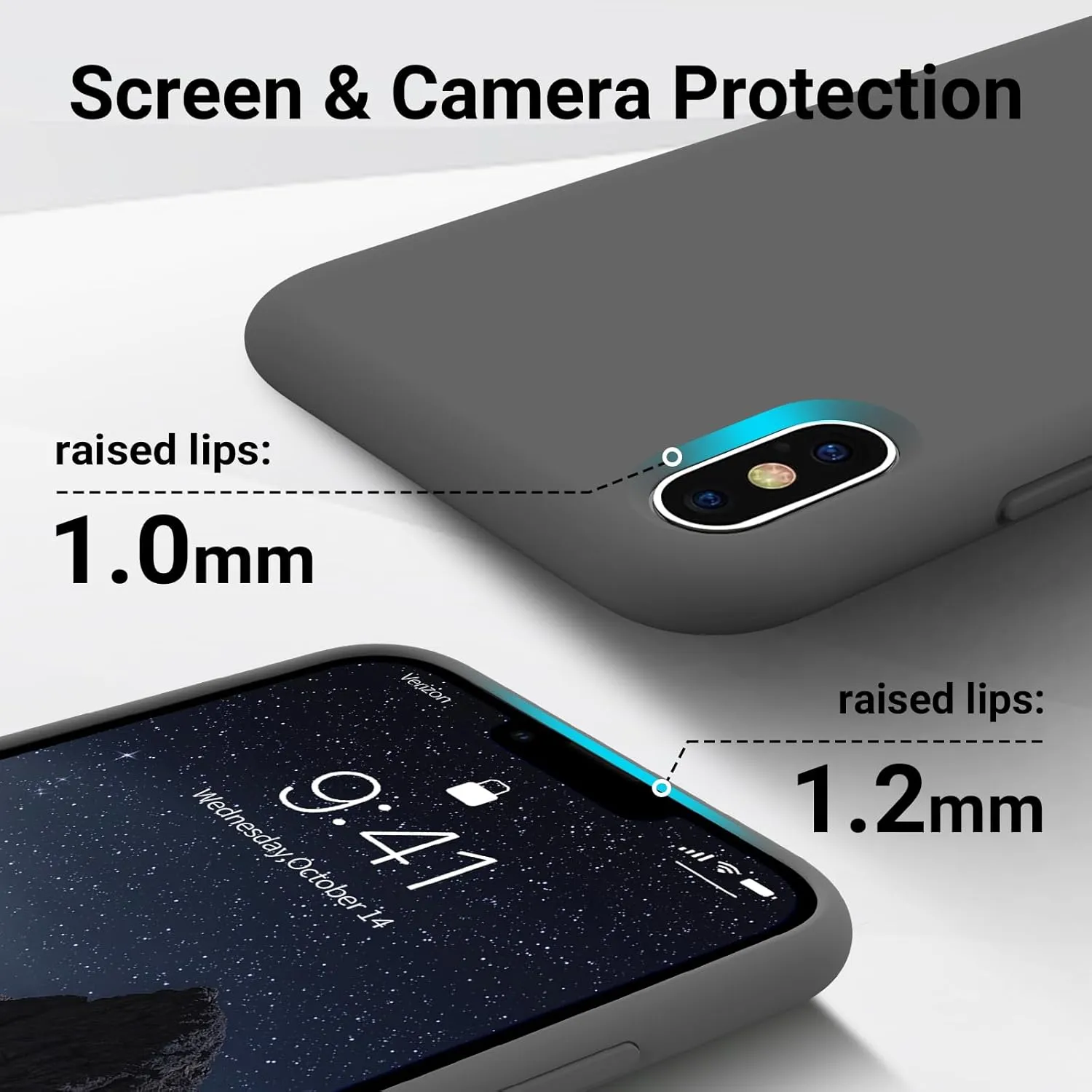 AOTESIER Compatible with iPhone X Phone Case and iPhone Xs Case 5.8 inch,Silky Touch Premium Soft Liquid Silicone Rubber Anti-Fingerprint Full-Body Protective Flexible Bumper Case, Space Gray
