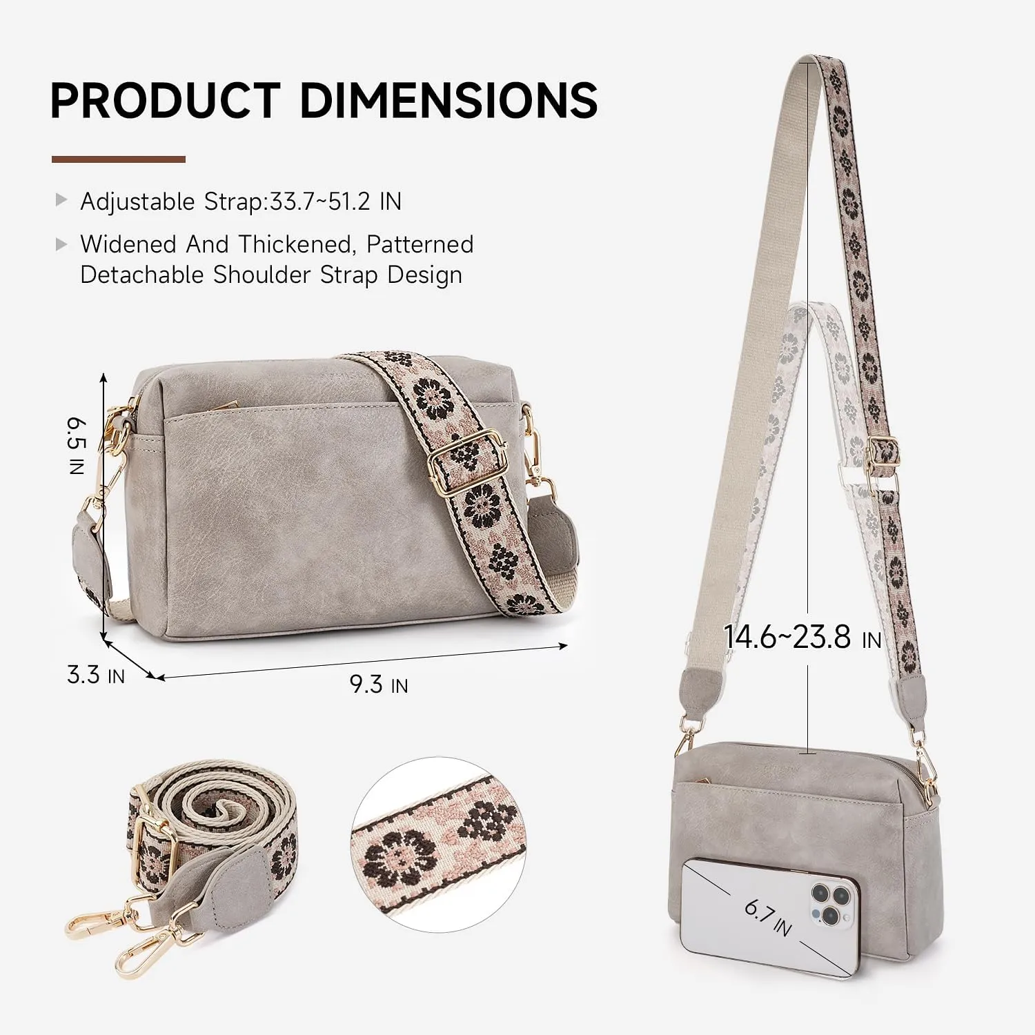 APHISON Small Crossbody Bags for Women, Triple Zip Crossbody Cell Phone Purse Shoulder Handbags with Adjustable Strap
