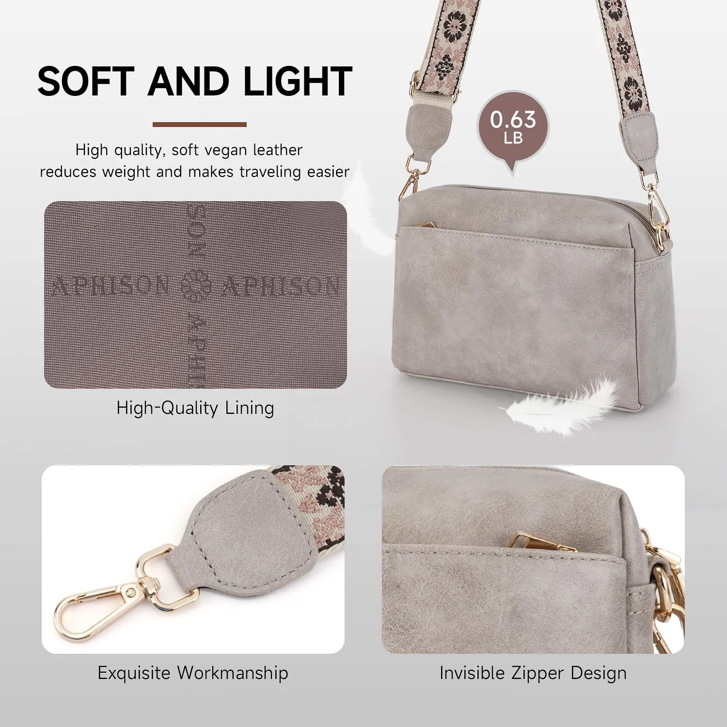 APHISON Small Crossbody Bags for Women, Triple Zip Crossbody Cell Phone Purse Shoulder Handbags with Adjustable Strap