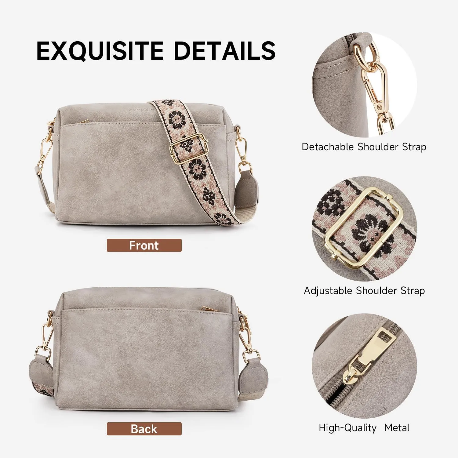 APHISON Small Crossbody Bags for Women, Triple Zip Crossbody Cell Phone Purse Shoulder Handbags with Adjustable Strap