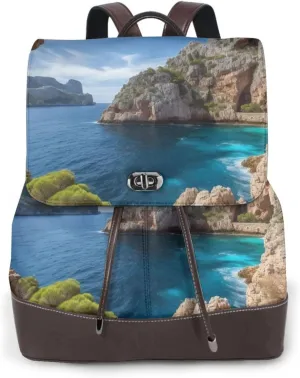 Arch in Mallorca Spain printed Ladies Leather Shoulder Bag Fashion Backpack