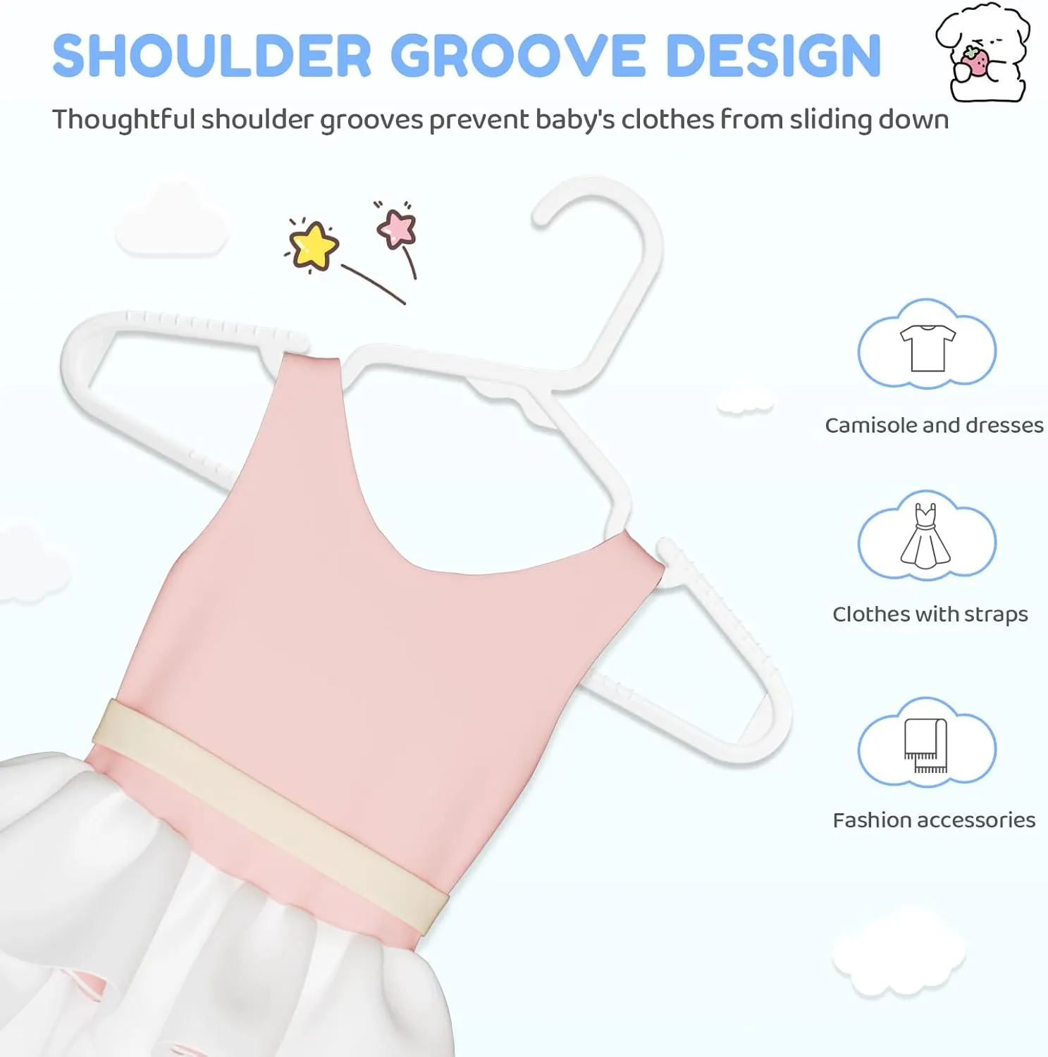 Baby Hangers for Closet, 50 Pack Thin & Hard Plastic Kids Hangers Toddler Hanger for Infant Child Clothing, Childrens Hanger Ideal for Boys and Girls Closets, Pants, Coats, and More, White