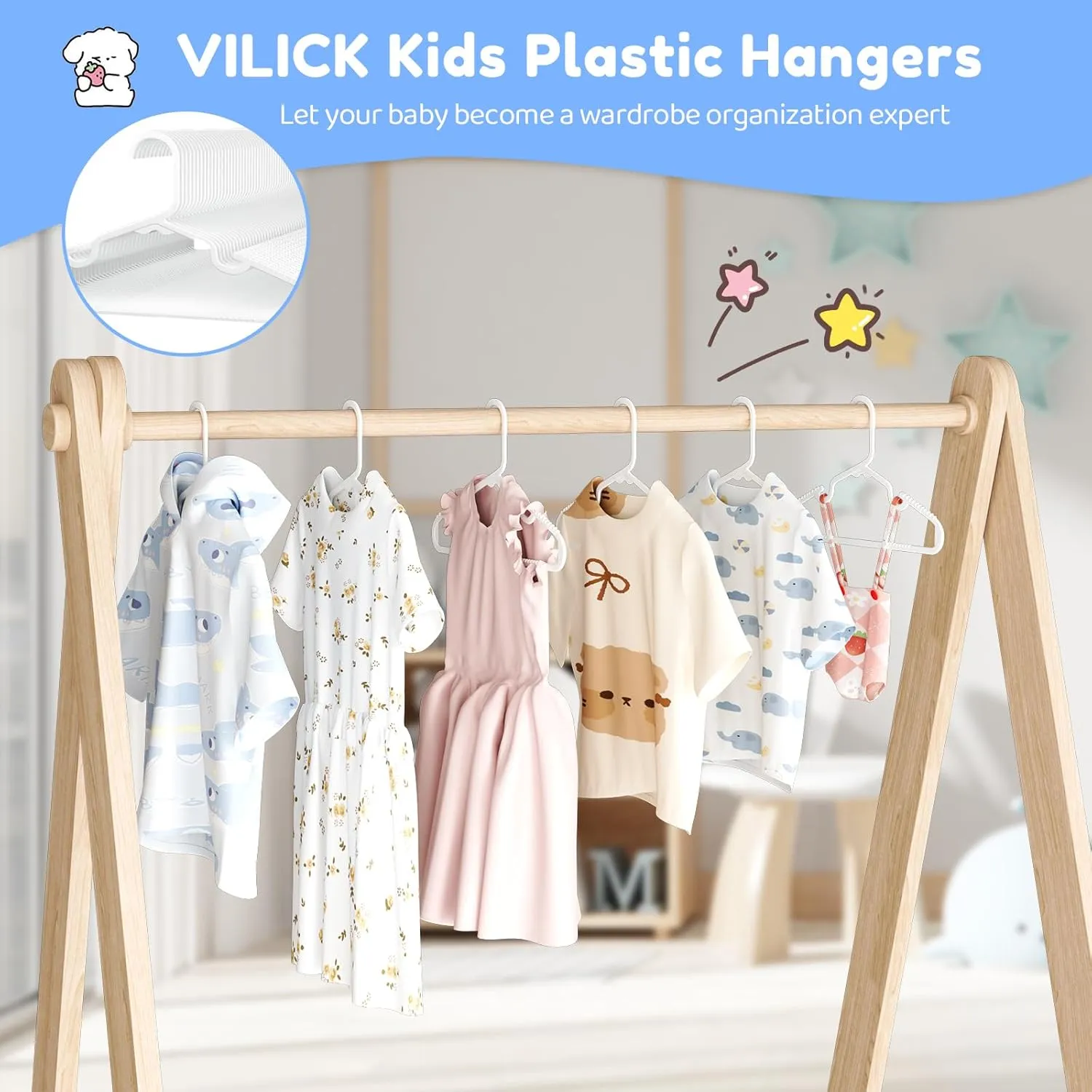 Baby Hangers for Closet, 50 Pack Thin & Hard Plastic Kids Hangers Toddler Hanger for Infant Child Clothing, Childrens Hanger Ideal for Boys and Girls Closets, Pants, Coats, and More, White