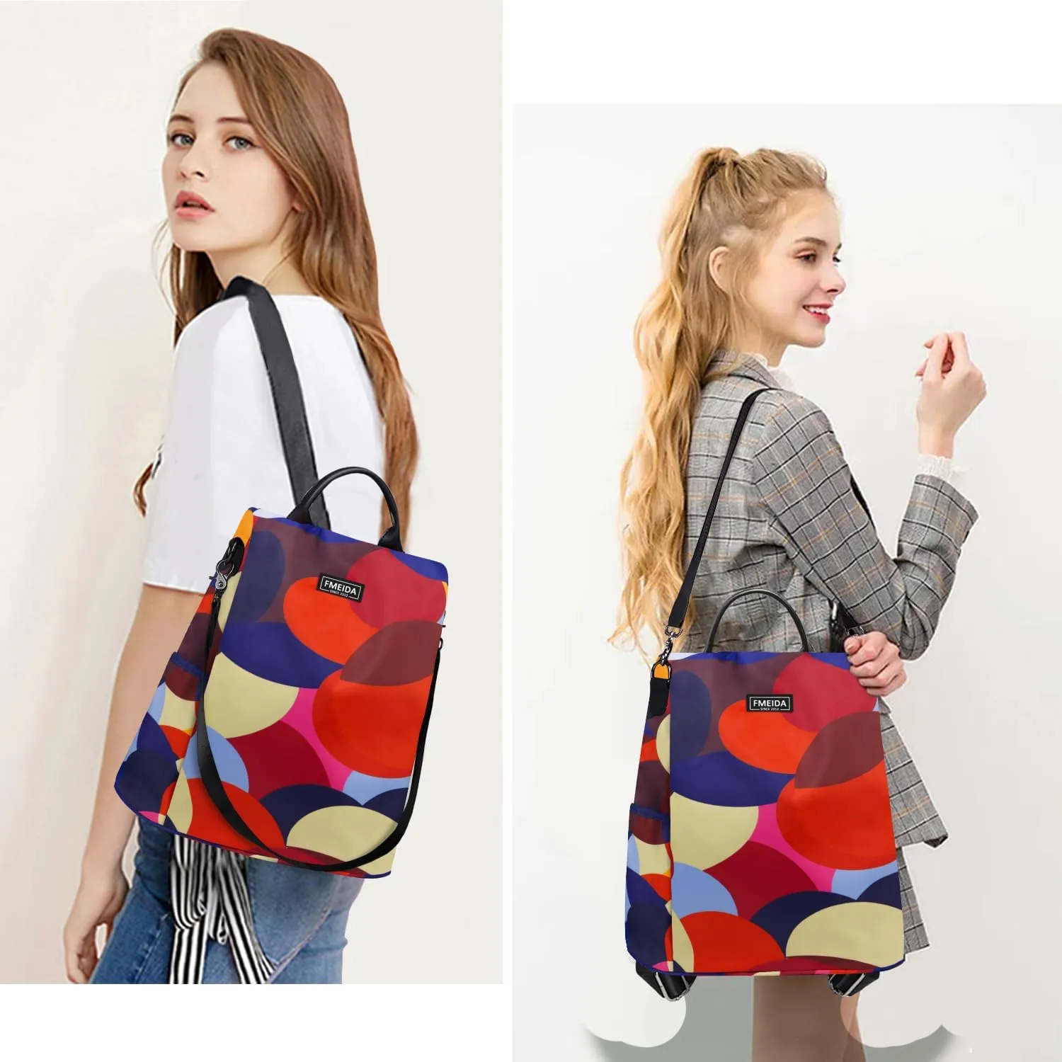 Backpack for Women Anti Theft Back Pack Purse Waterproof Nylon Backpack for College Bookbag Fashion Travel Shoulder Bag Colorful Polka Dots