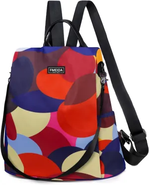 Backpack for Women Anti Theft Back Pack Purse Waterproof Nylon Backpack for College Bookbag Fashion Travel Shoulder Bag Colorful Polka Dots