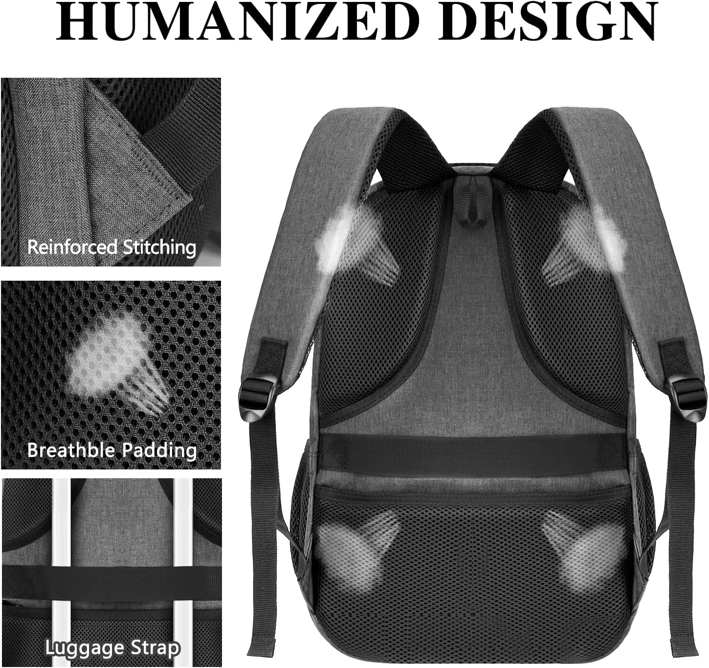 Backpack for Women Men, School Backpack for Boys Girls Teens, Work Computer BookBag, 15.6 inch Laptop Water Resistant Anti Theft Backpack Gifts for men women, Grey