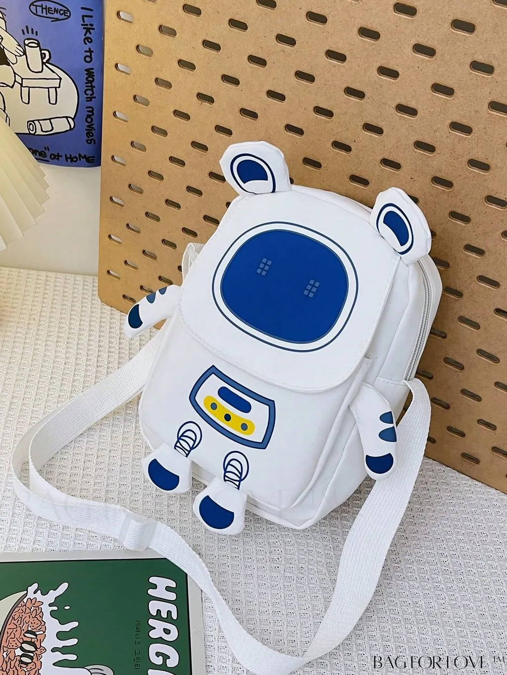 BagForLove - Astronaut-themed Mini Canvas Bag with Zipper - Perfect for Novelty and Style