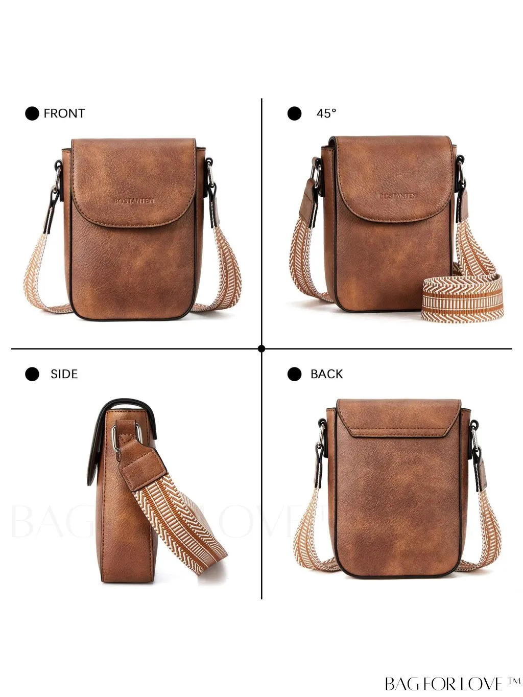 BagForLove - BOSTANTEN Stylish Leather Phone Wallet Crossbody Bags with Adjustable Guitar Strap for Women