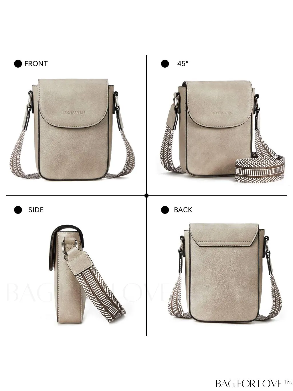 BagForLove - BOSTANTEN Stylish Leather Phone Wallet Crossbody Bags with Adjustable Guitar Strap for Women