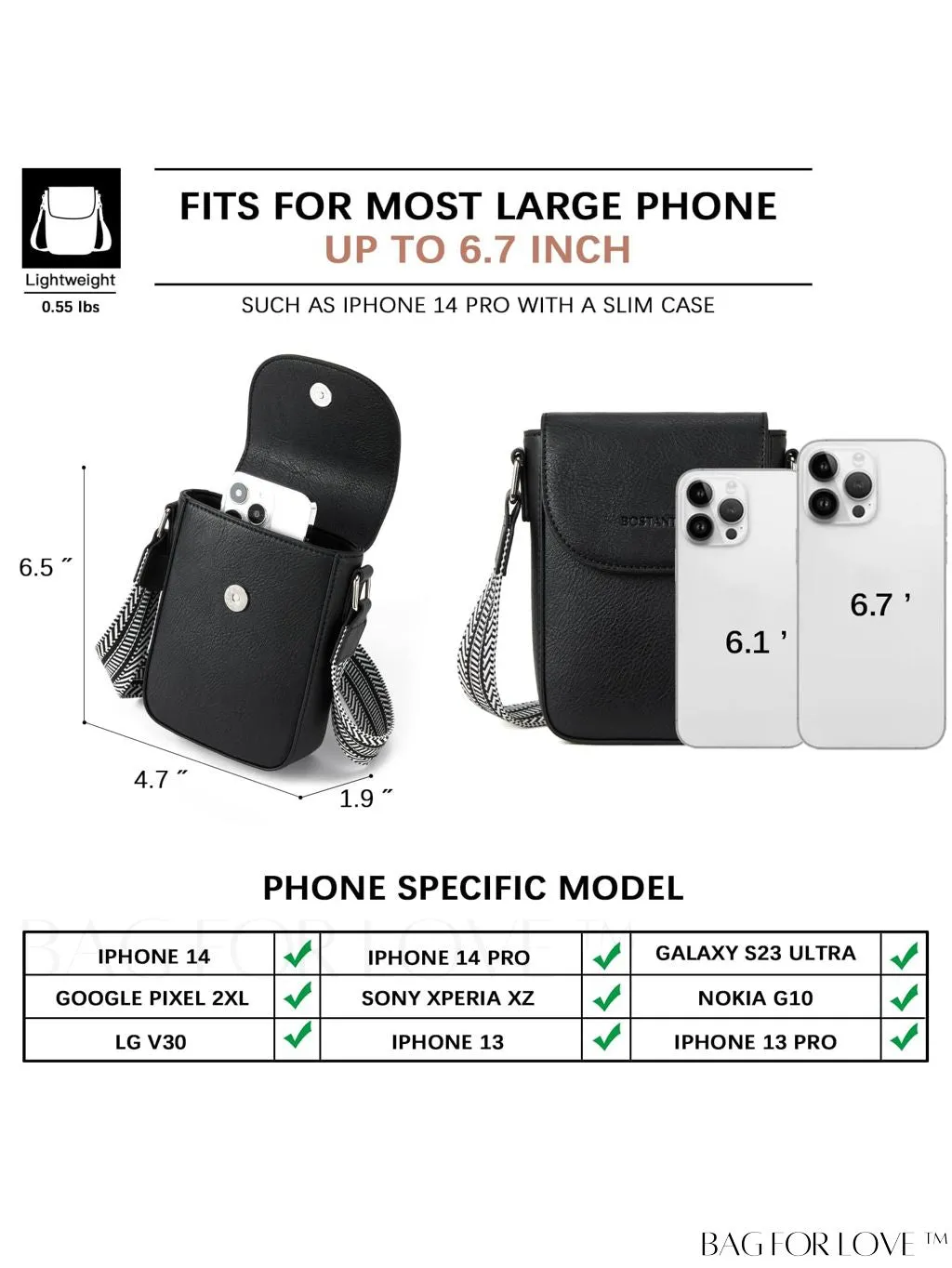 BagForLove - BOSTANTEN Stylish Leather Phone Wallet Crossbody Bags with Adjustable Guitar Strap for Women