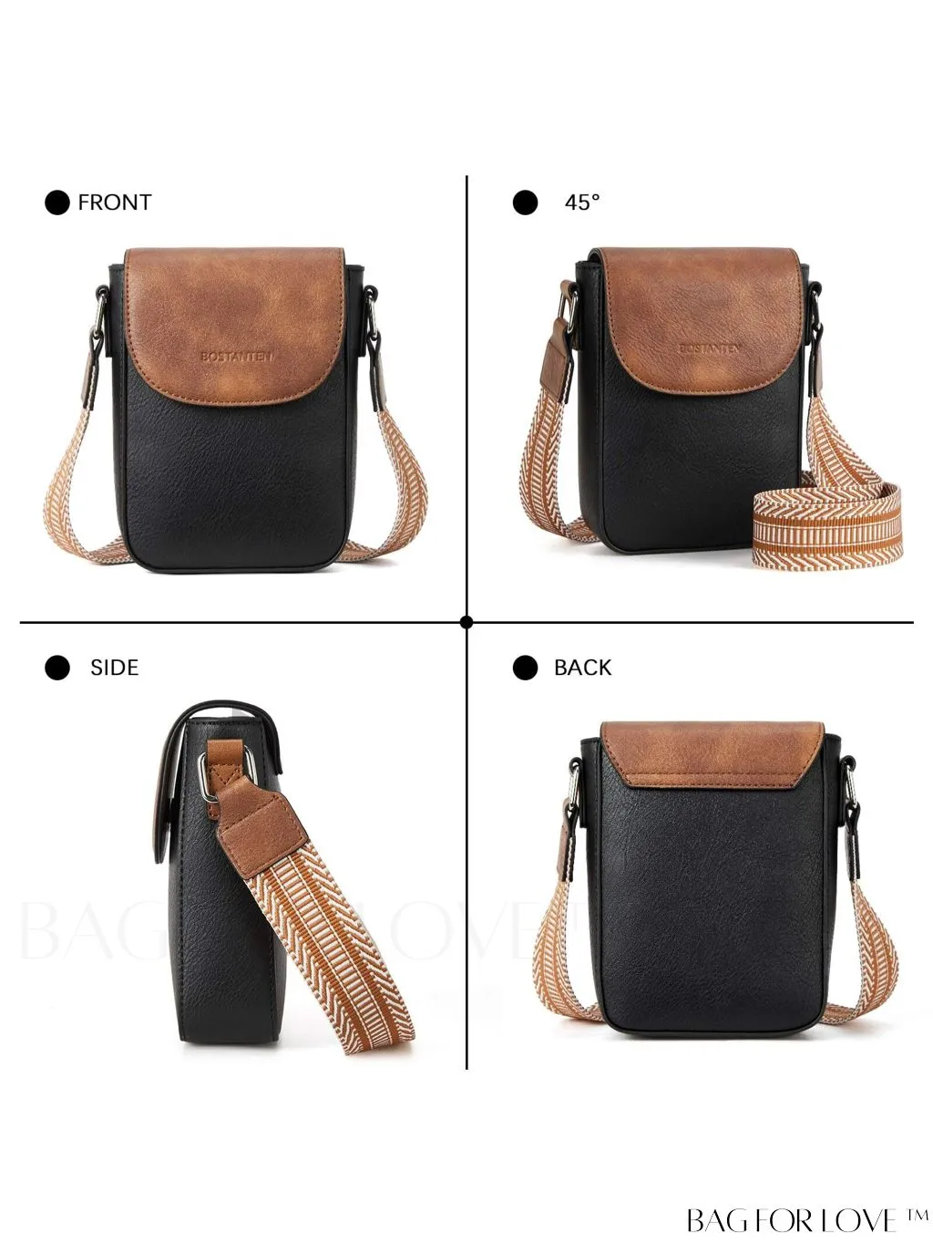 BagForLove - BOSTANTEN Stylish Leather Phone Wallet Crossbody Bags with Adjustable Guitar Strap for Women