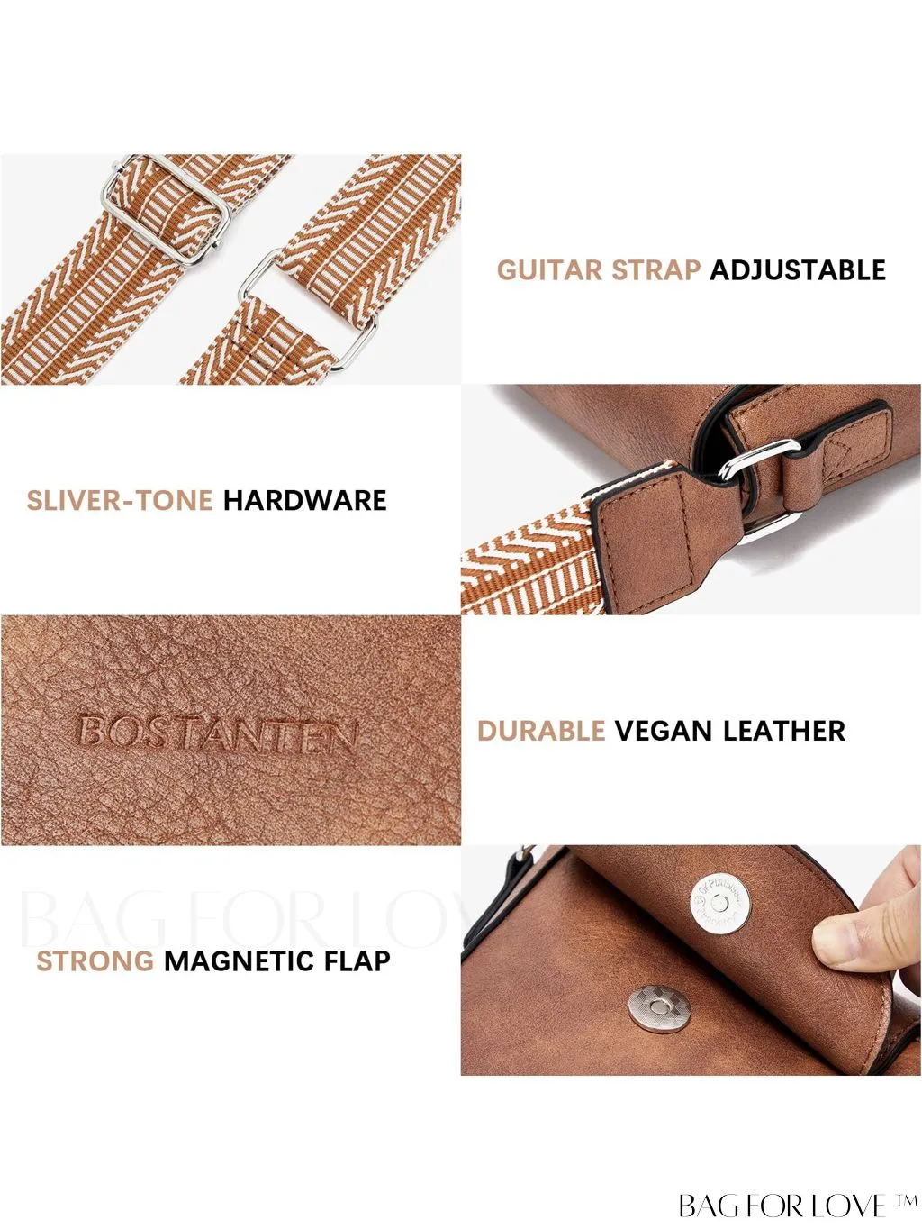 BagForLove - BOSTANTEN Stylish Leather Phone Wallet Crossbody Bags with Adjustable Guitar Strap for Women