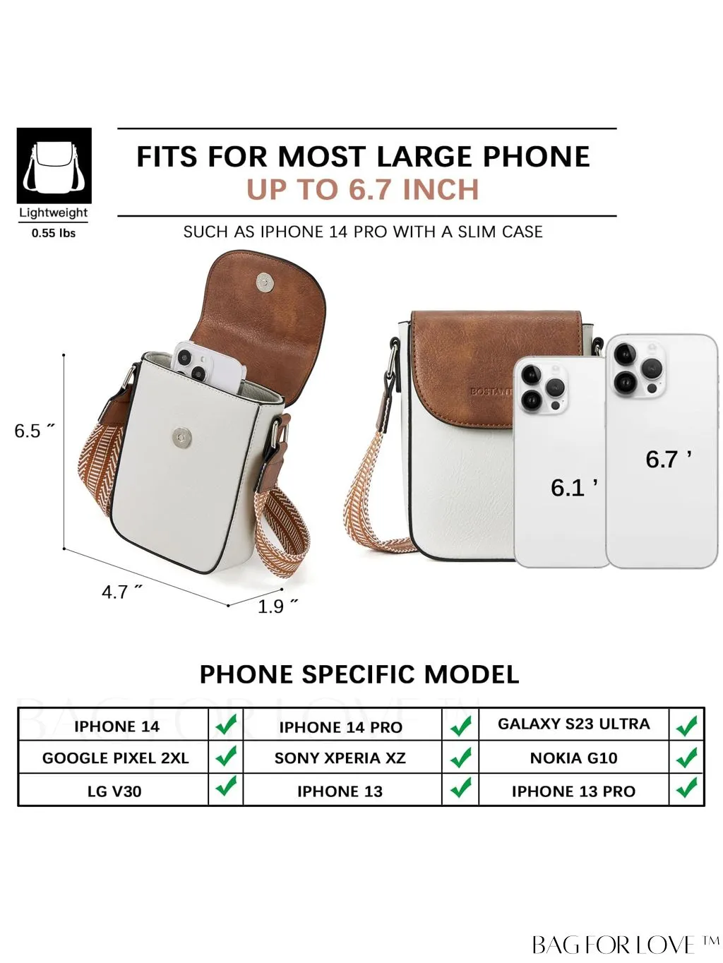 BagForLove - BOSTANTEN Stylish Leather Phone Wallet Crossbody Bags with Adjustable Guitar Strap for Women
