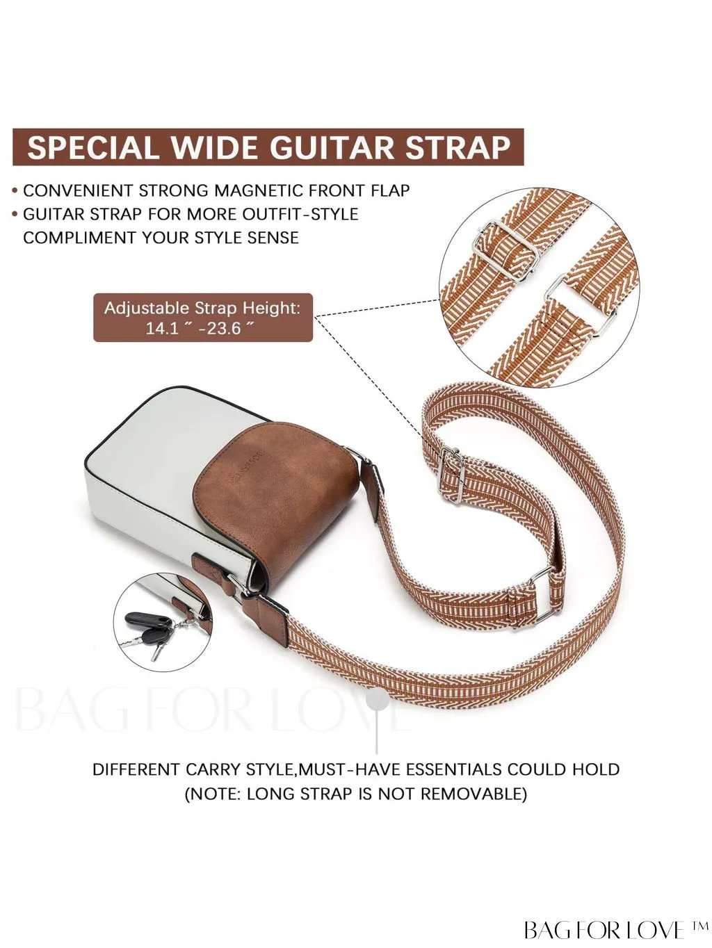 BagForLove - BOSTANTEN Stylish Leather Phone Wallet Crossbody Bags with Adjustable Guitar Strap for Women