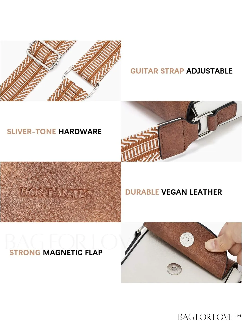 BagForLove - BOSTANTEN Stylish Leather Phone Wallet Crossbody Bags with Adjustable Guitar Strap for Women