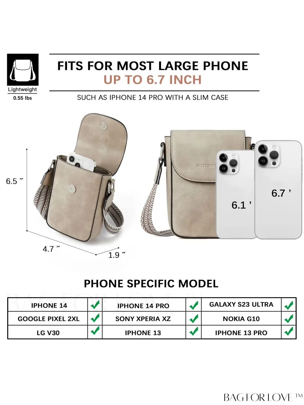 BagForLove - BOSTANTEN Stylish Leather Phone Wallet Crossbody Bags with Adjustable Guitar Strap for Women