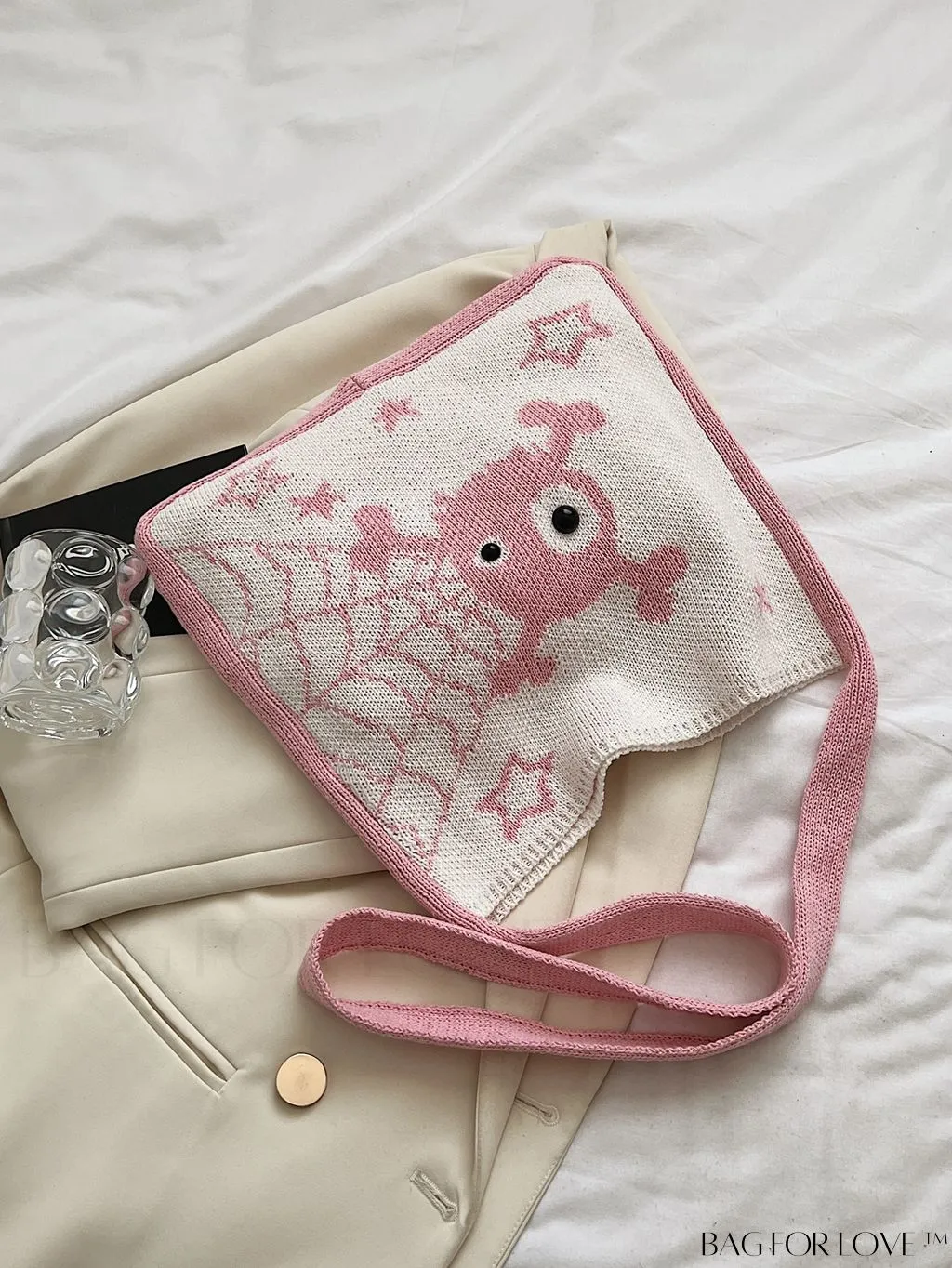 BagForLove - Chic Crochet Crossbody Bag featuring Cartoon Animal Print