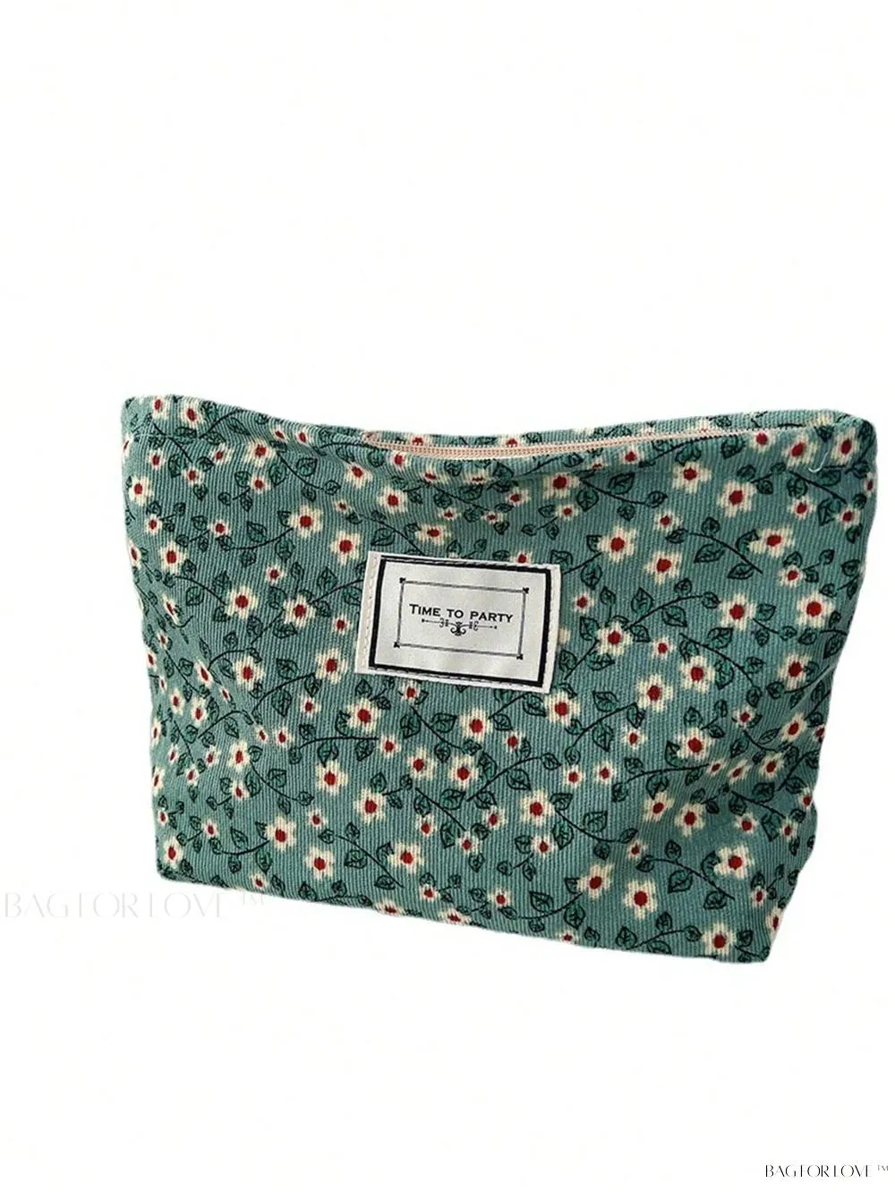 BagForLove - Retro Inspired Makeup Pouch in Army Green with Floral Accents