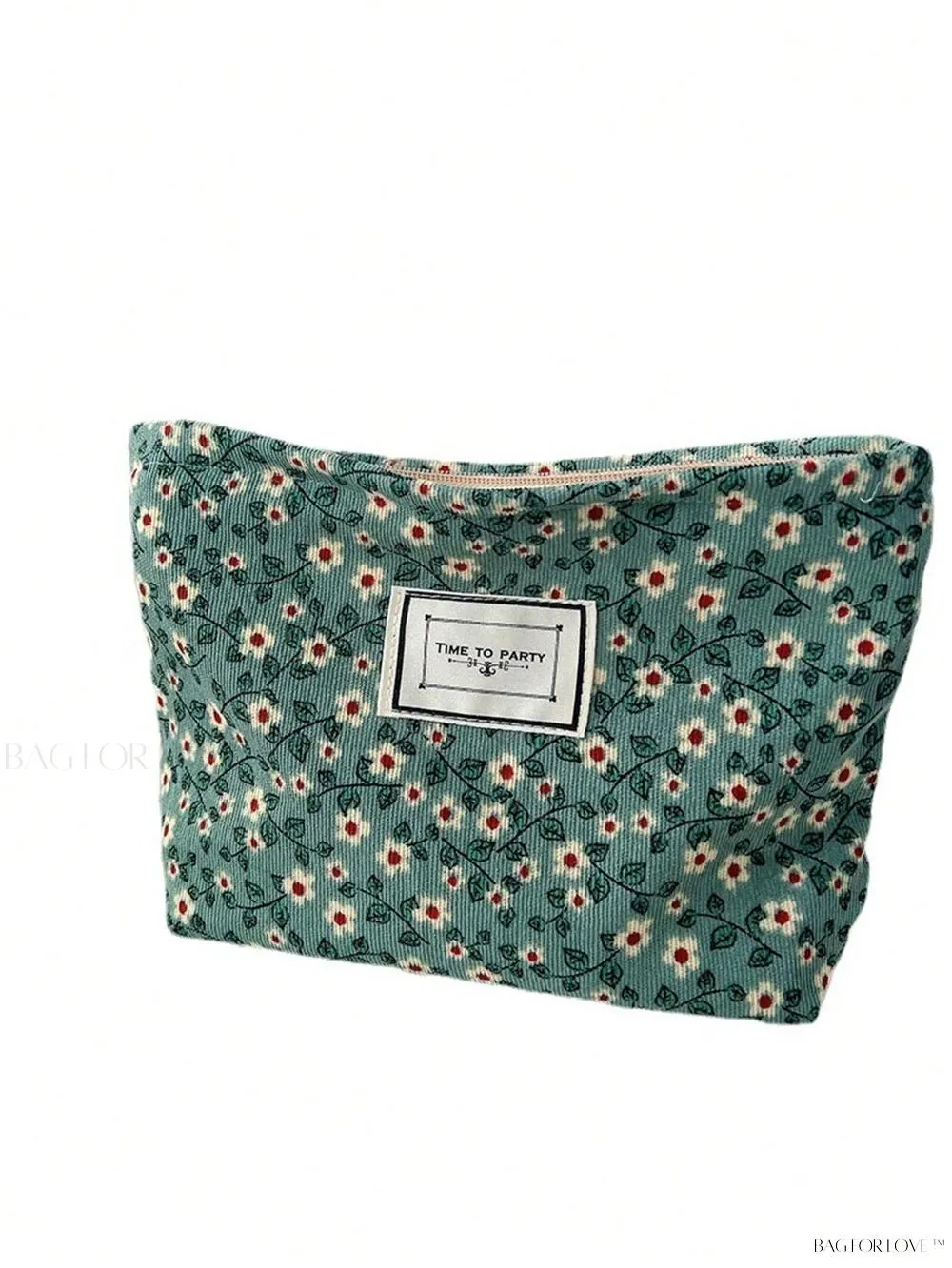 BagForLove - Retro Inspired Makeup Pouch in Army Green with Floral Accents